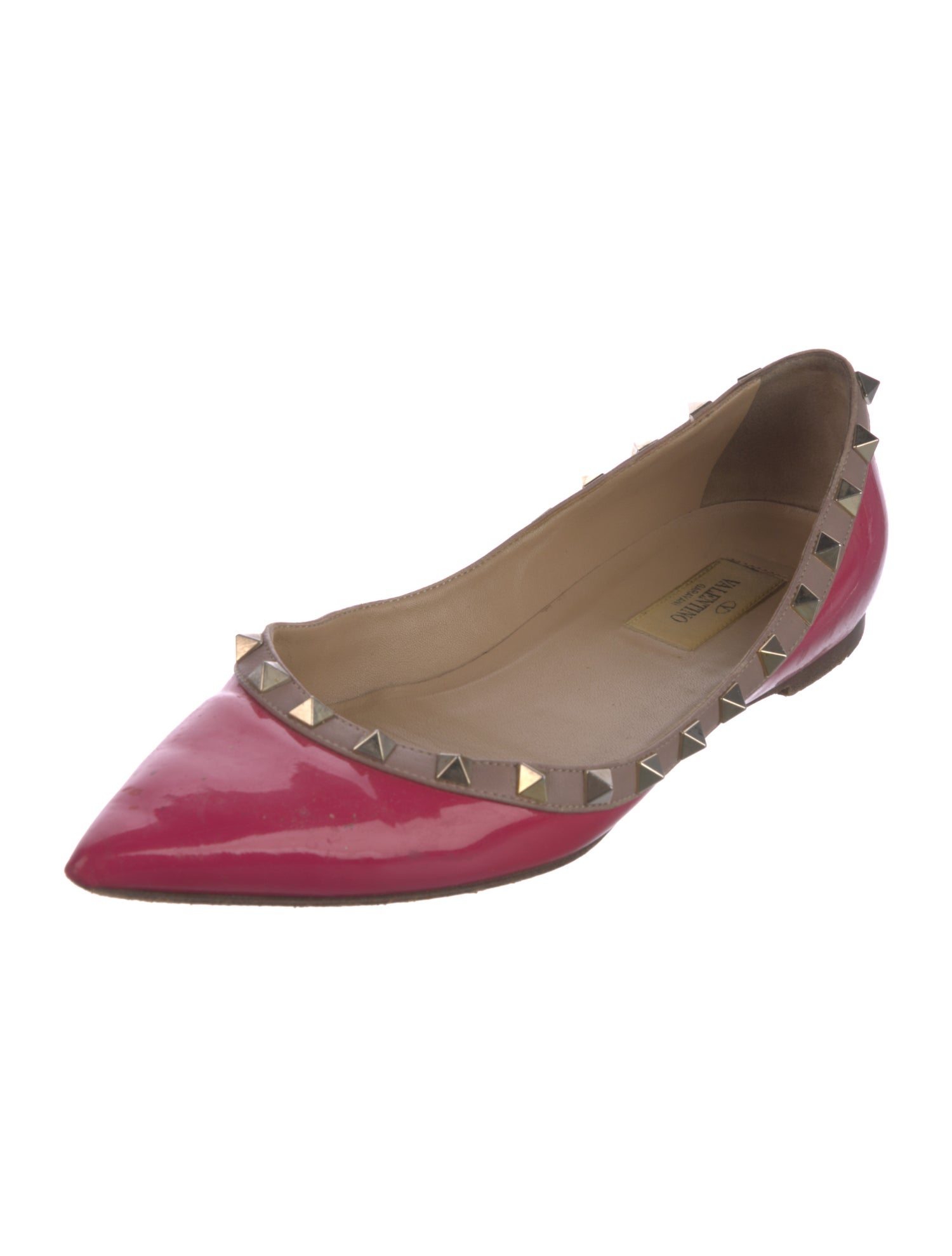 Valentino Rockstud Accents Patent Leather Flats